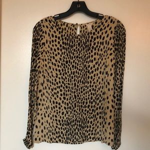 JCrew Long-sleeved Blouse, animal print, size 4